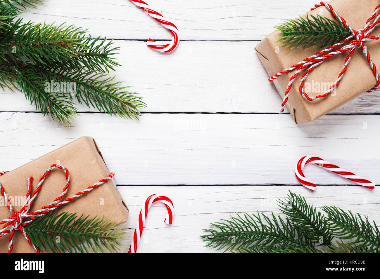 Natale regalo vintage con struttura ad albero e candy Foto Stock