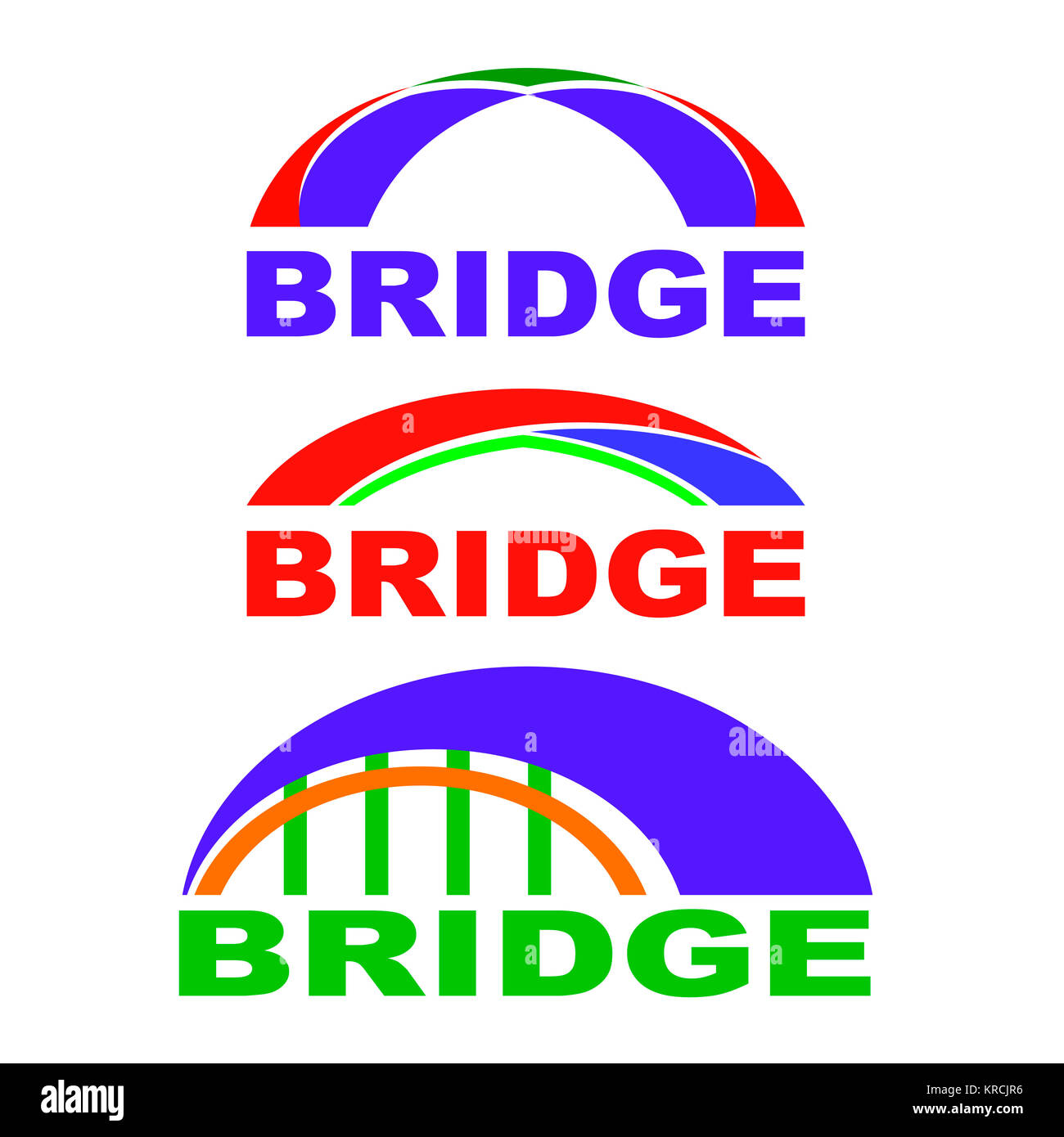 Set di icone bridge isolato. Logo del ponte. Foto Stock