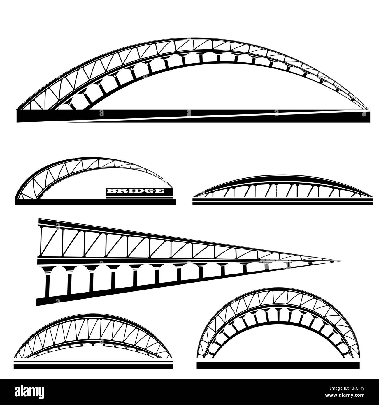 Set di icone bridge isolato Foto Stock
