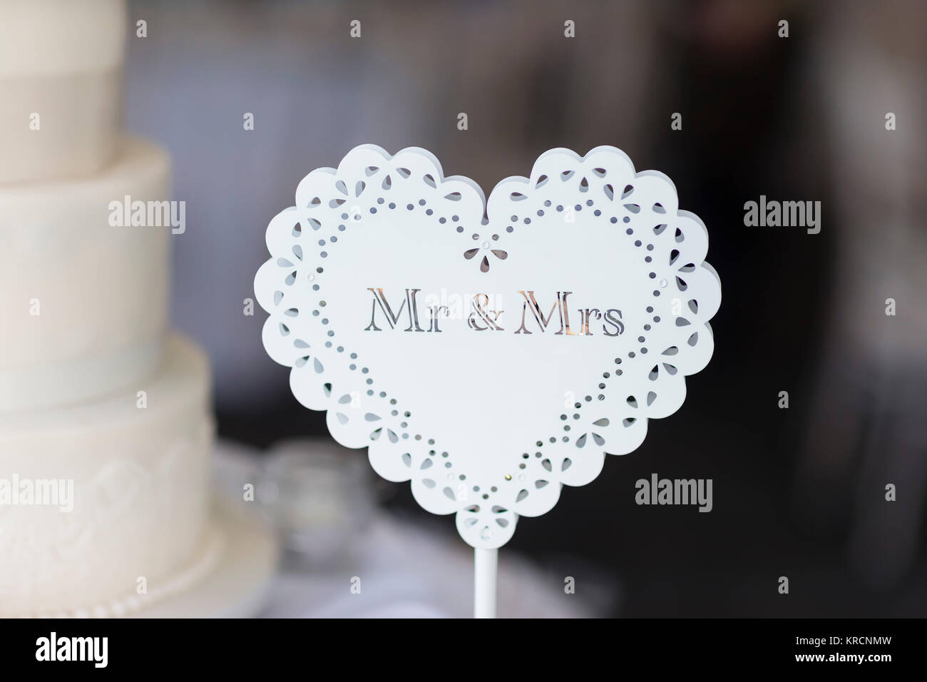 Decorazioni per matrimoni Mr & Mrs Foto Stock