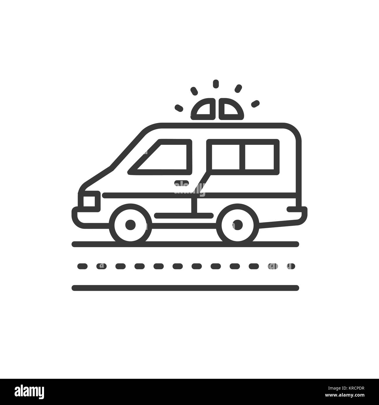 Ambulanza - design di linea singola icona isolato Illustrazione Vettoriale