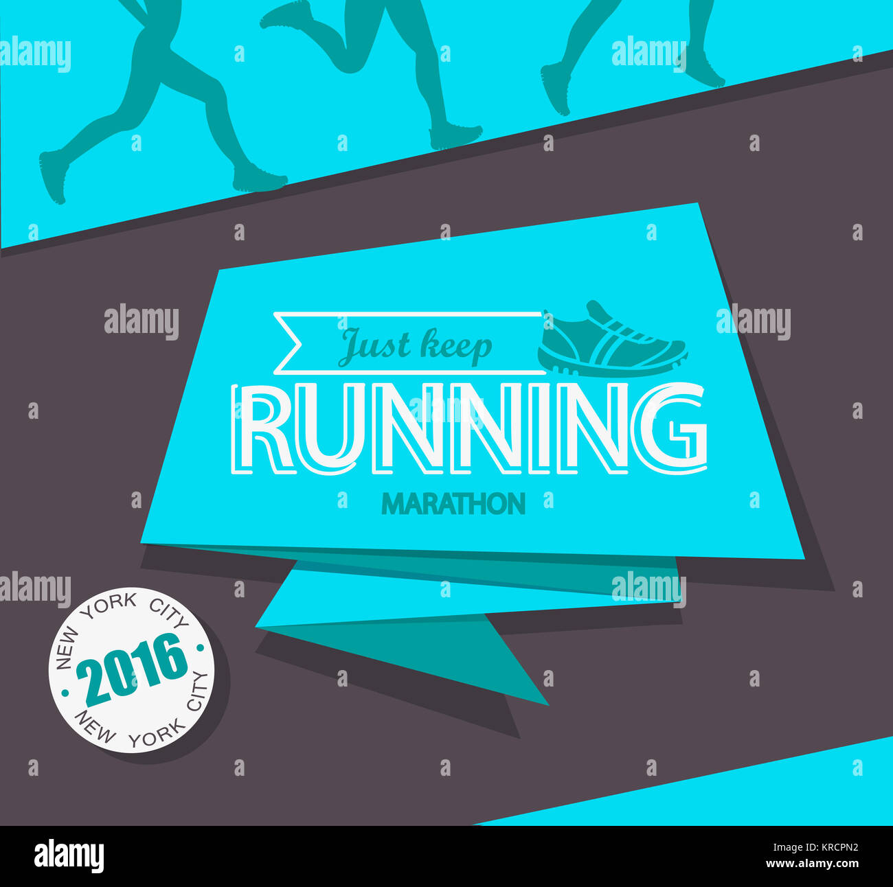 Esecuzione di maratona e jogging emblema. Foto Stock