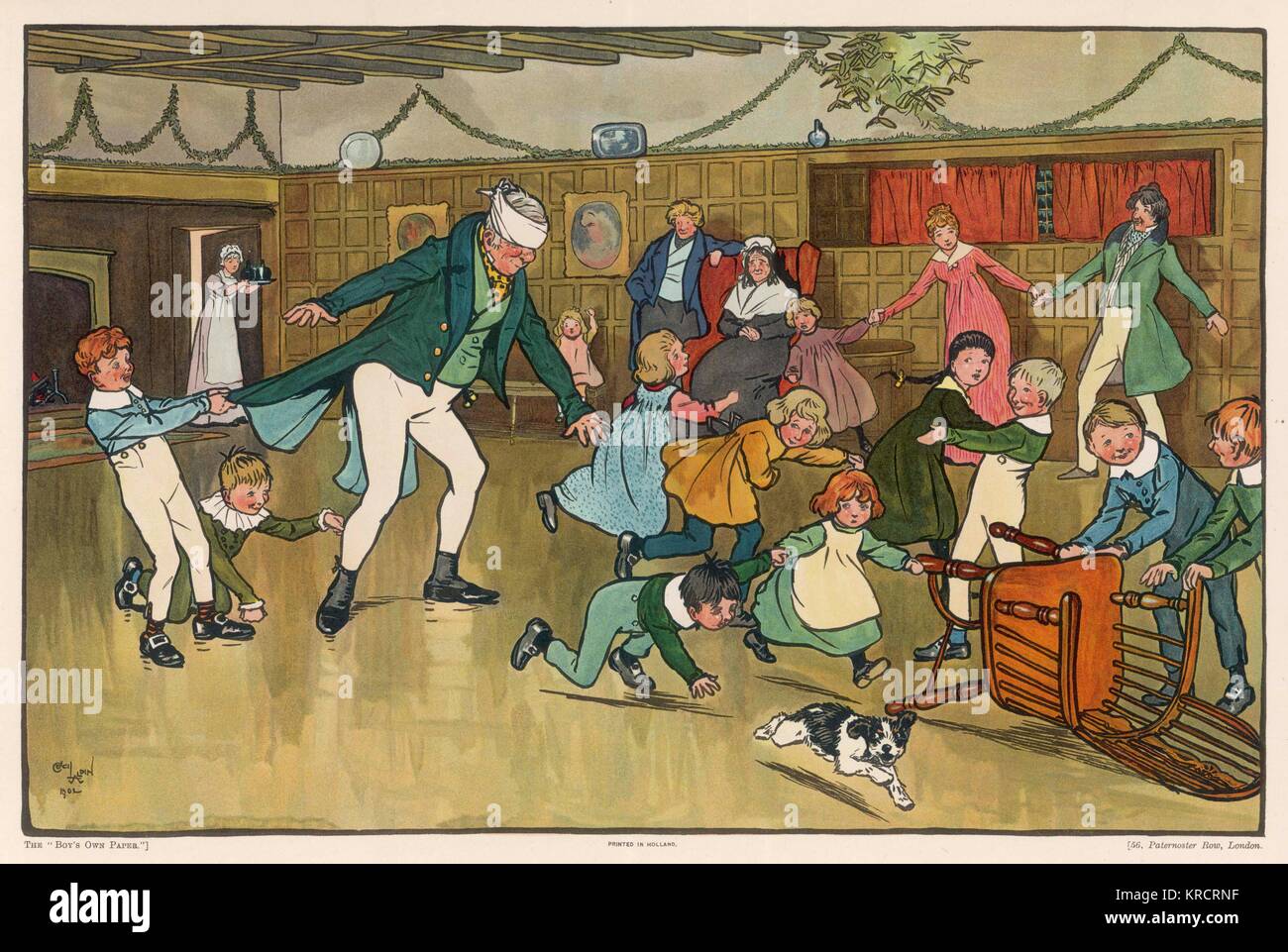 Un gioco di cieco il buff (o Bluff) ad una festa per i bambini durante i primi anni del XIX secolo. circa 1830 Foto Stock