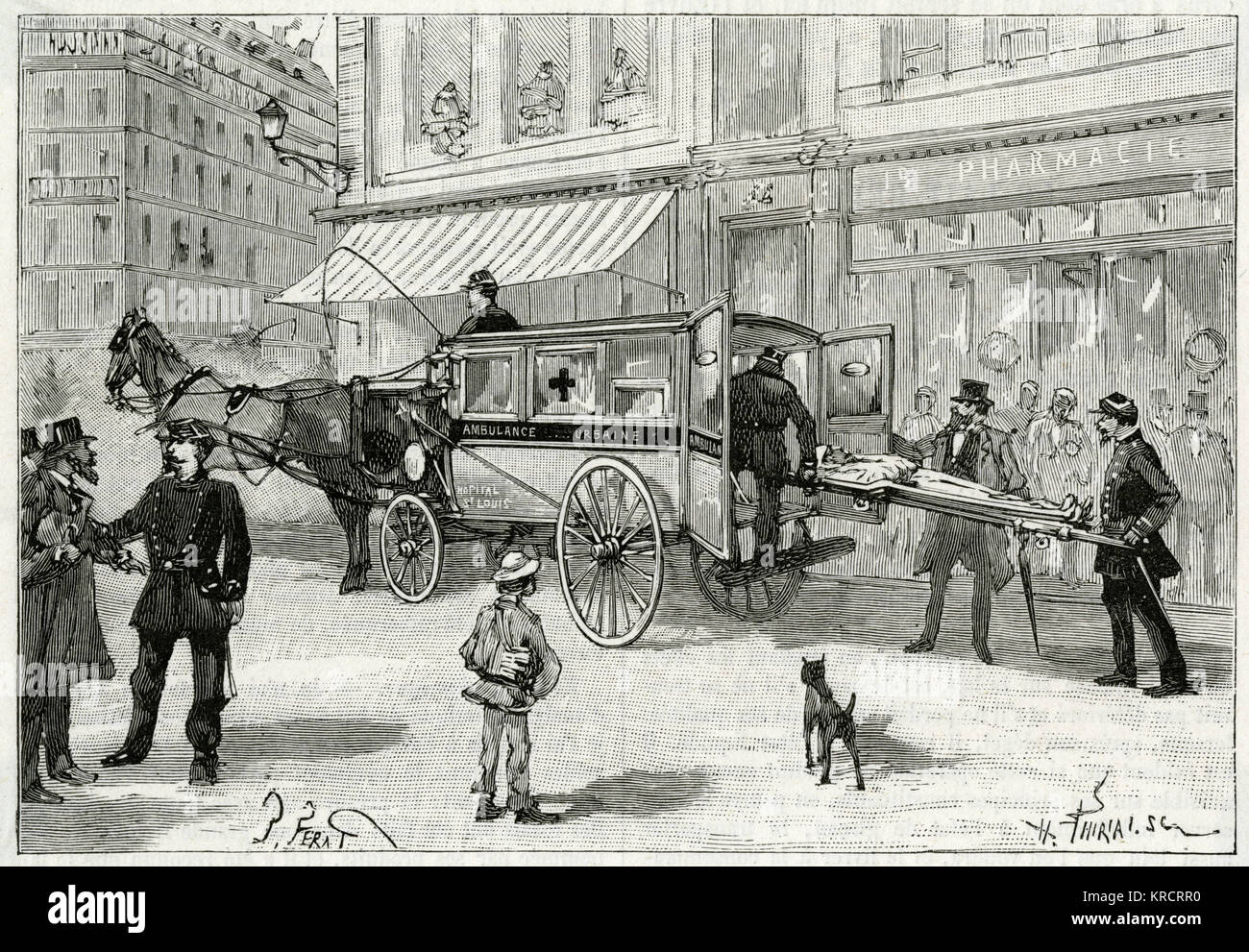 Ambulanza trainata da cavalli 1888 Foto Stock