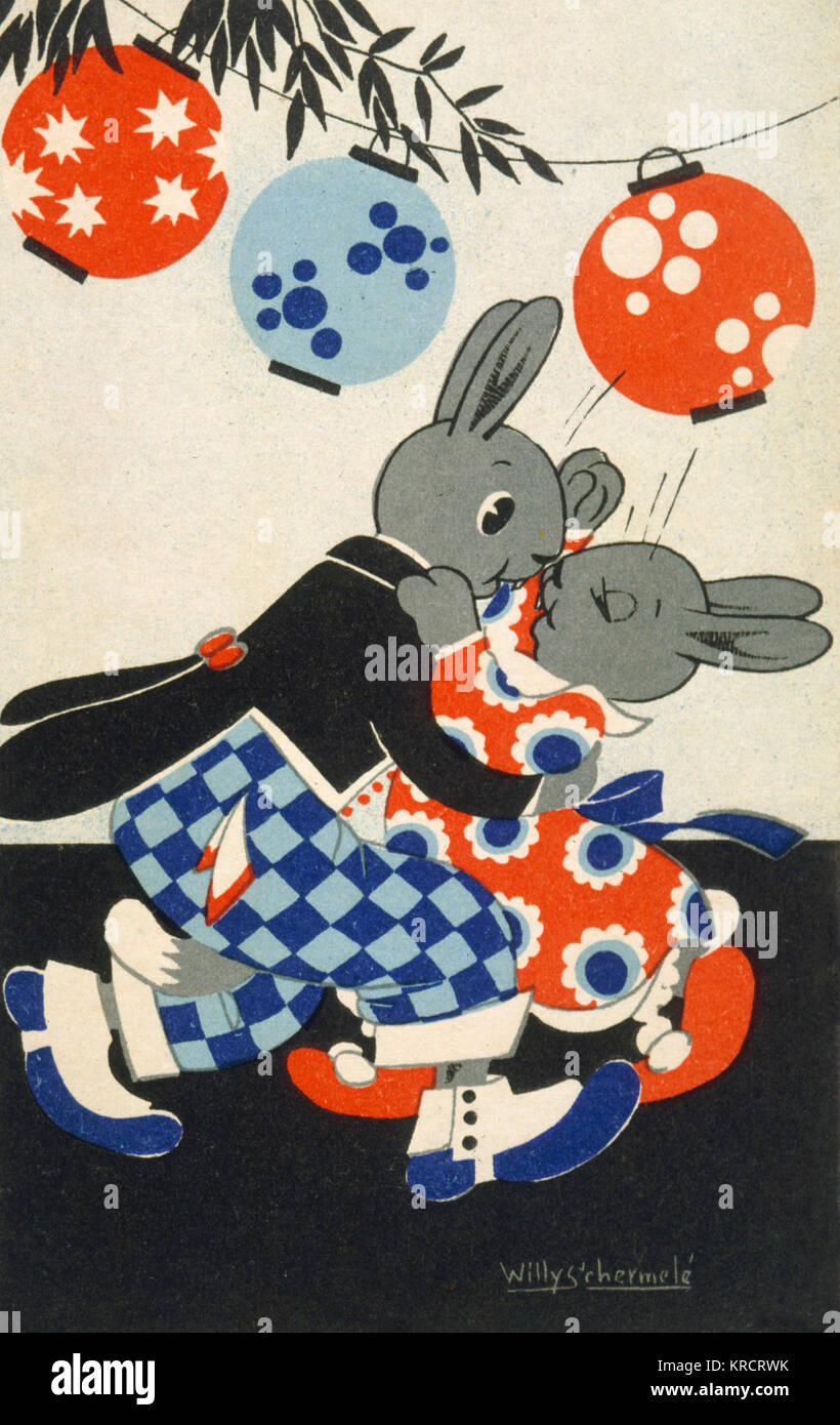 DUE CONIGLIETTI DANZANO Foto Stock