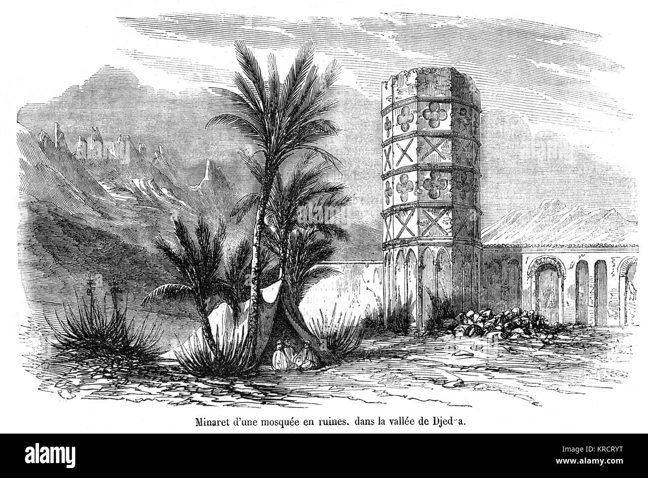 Rovinato moschea con minareto data: 1854 Foto Stock