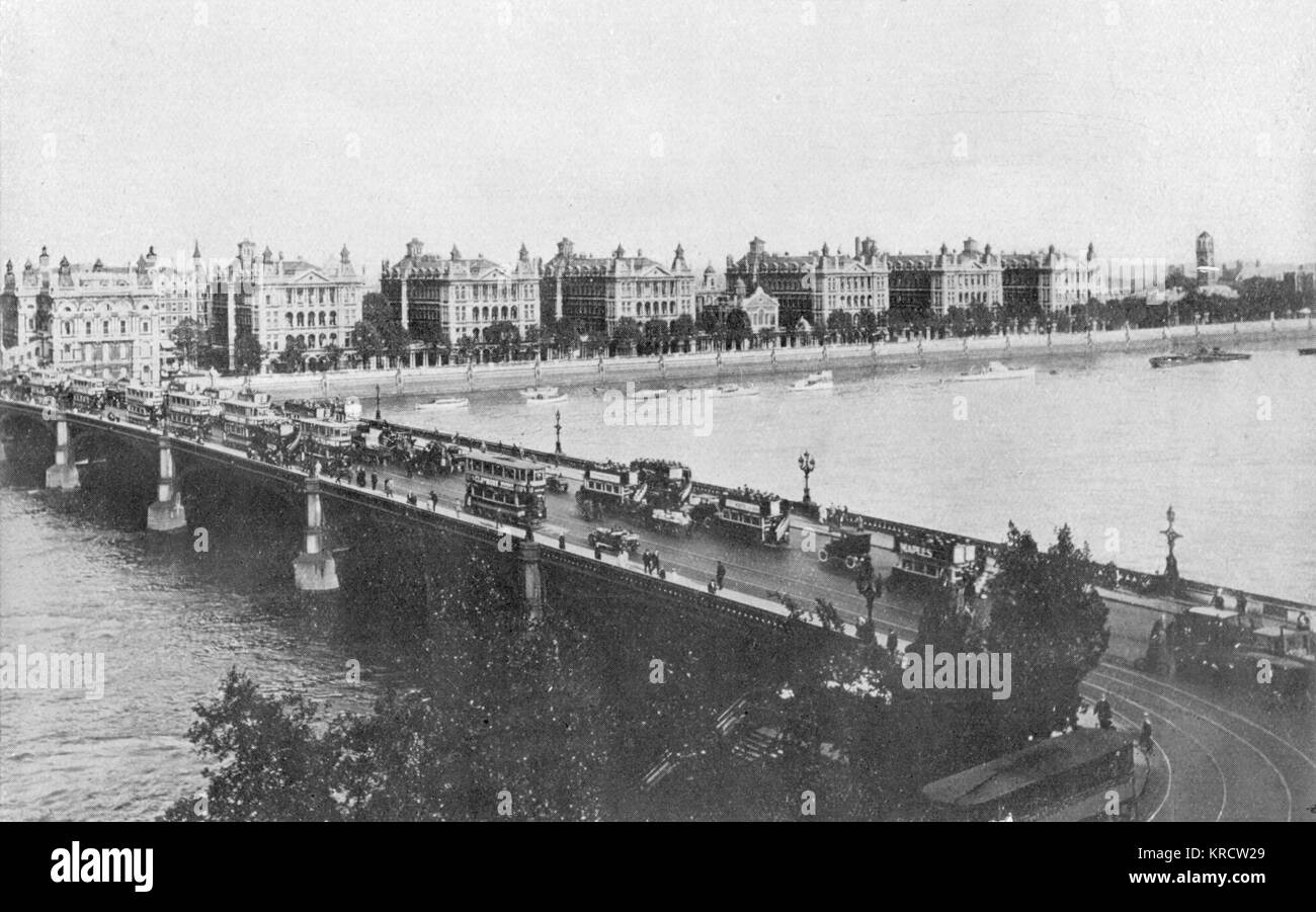 WESTMINSTER BRIDGE 1920S Foto Stock