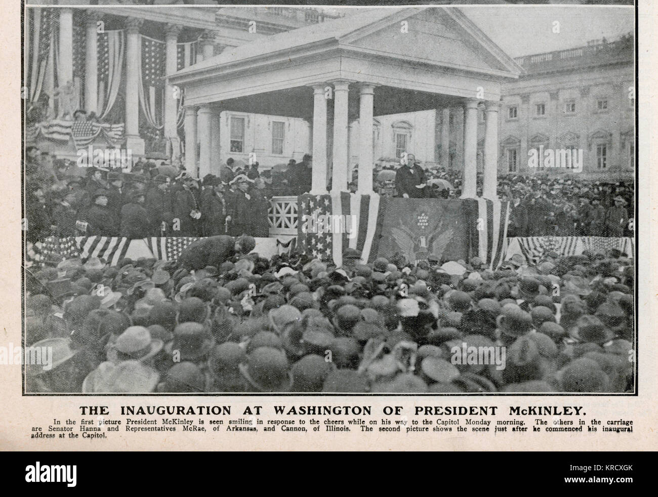 WILLIAM MCKINLEY la seconda inaugurazione di William McKinley al Campidoglio di Washington. Illustrato facendo il suo discorso inaugurale. Data: 4 marzo 1901 Foto Stock