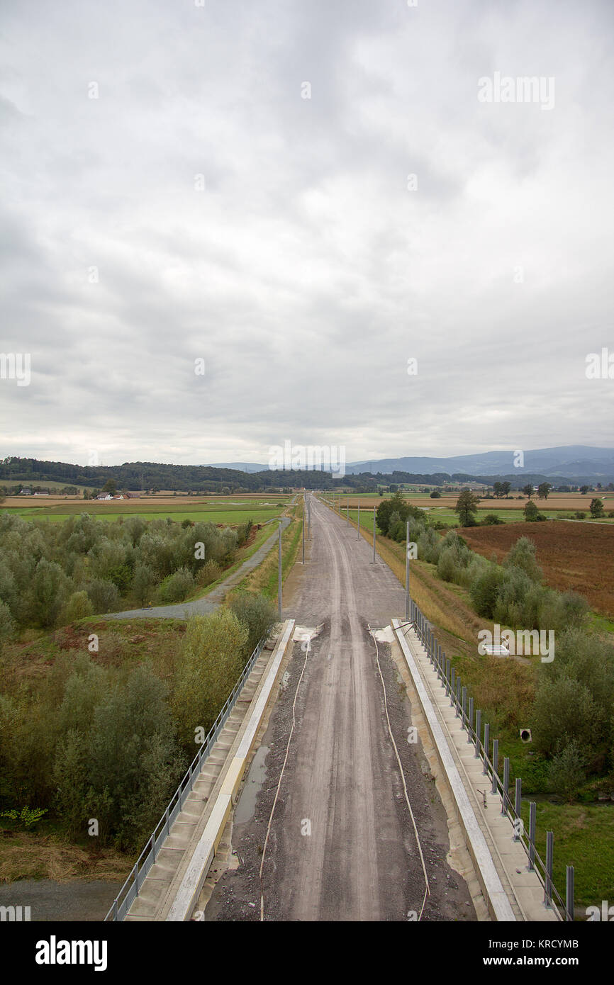 La costruzione di una linea ferroviaria Foto Stock