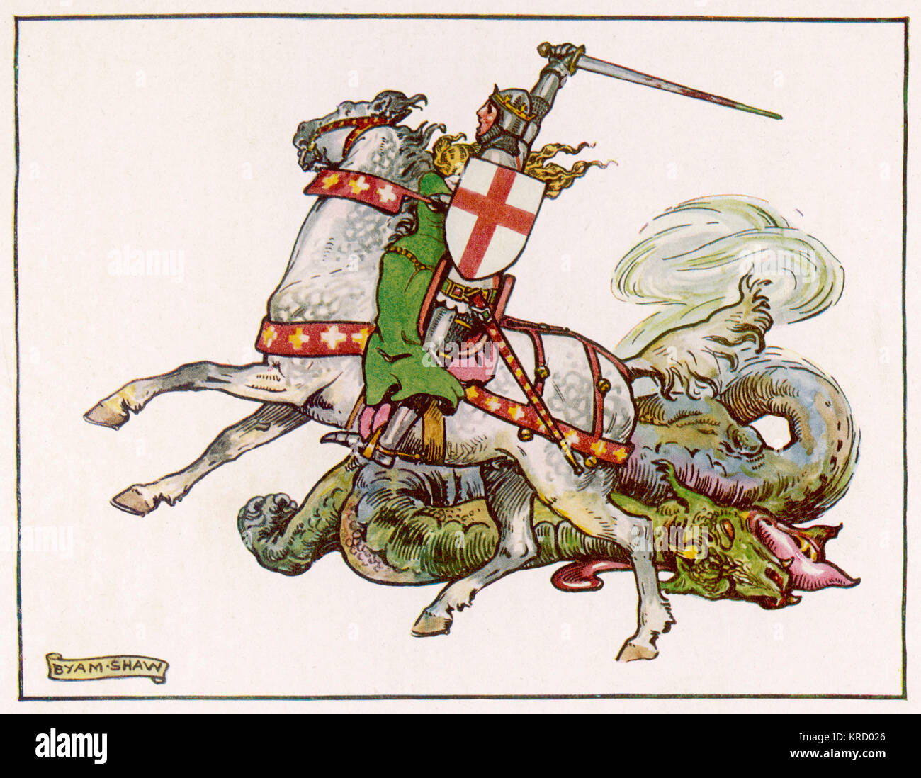 SAINT GEORGE 'Cosa ogni Johnnie Bull SA' disegnata da Byam Shaw raffigurante un piuttosto vizioso cercando di San Giorgio e un molto dead dragon. Data: - Foto Stock