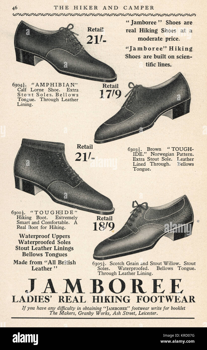 Annuncio per signore scarponi da Jamboree. Data: Dicembre 1931 Foto Stock