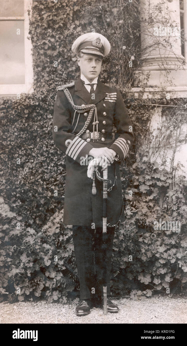 Principe di Galles (successivamente Edoardo VIII) in uniforme navale Foto Stock