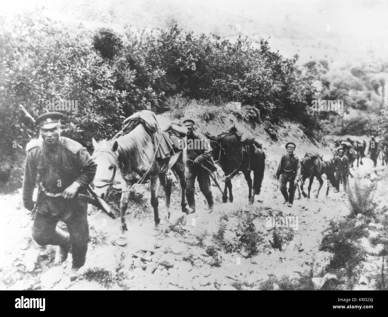 Ricognizione della cavalleria russa, 1904 Foto Stock