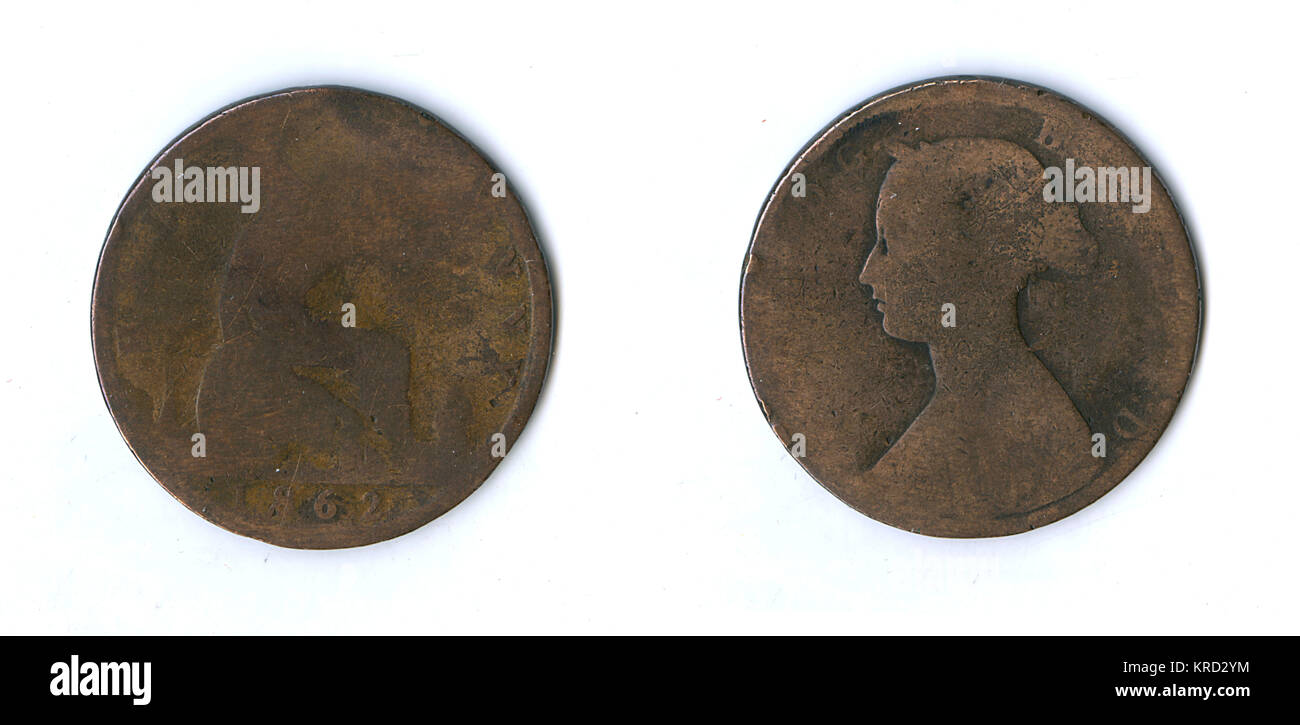 Moneta britannica, Queen Victoria halfpenny Foto Stock