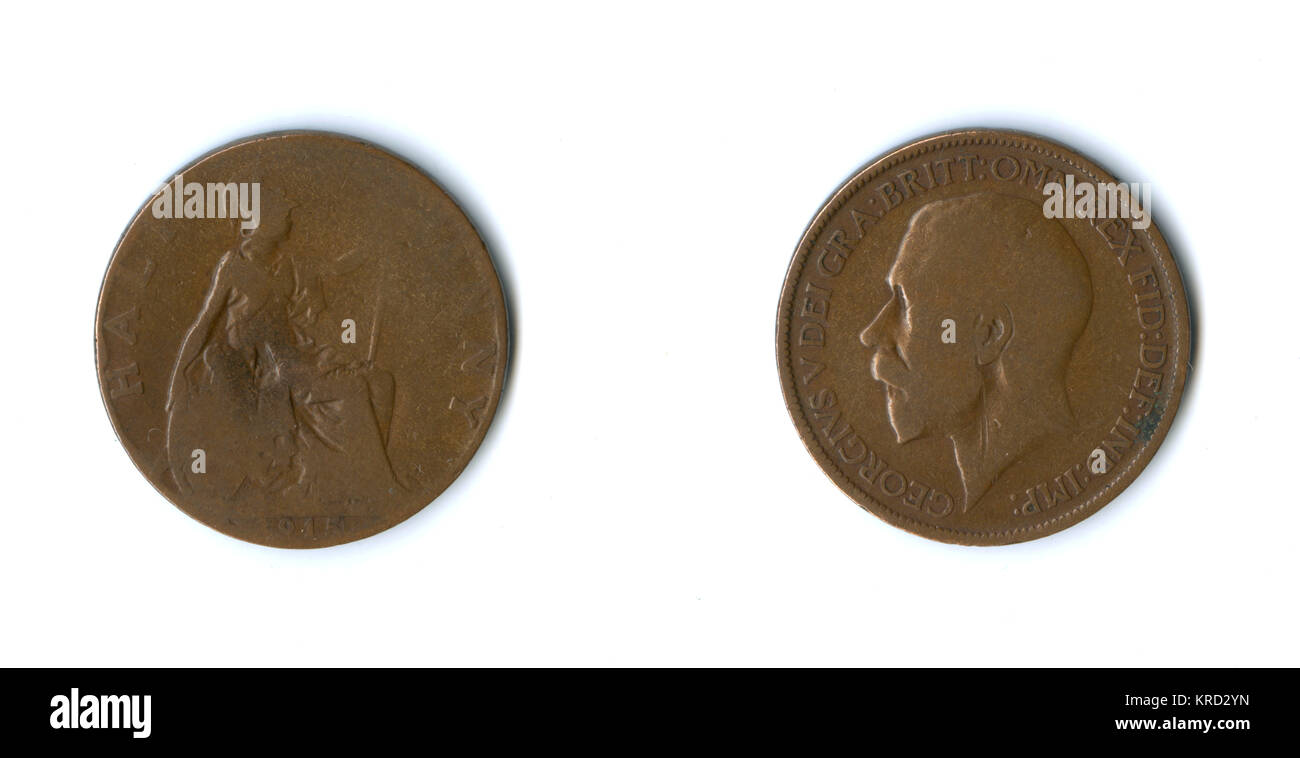 Moneta britannica, George V halfpenny Foto Stock