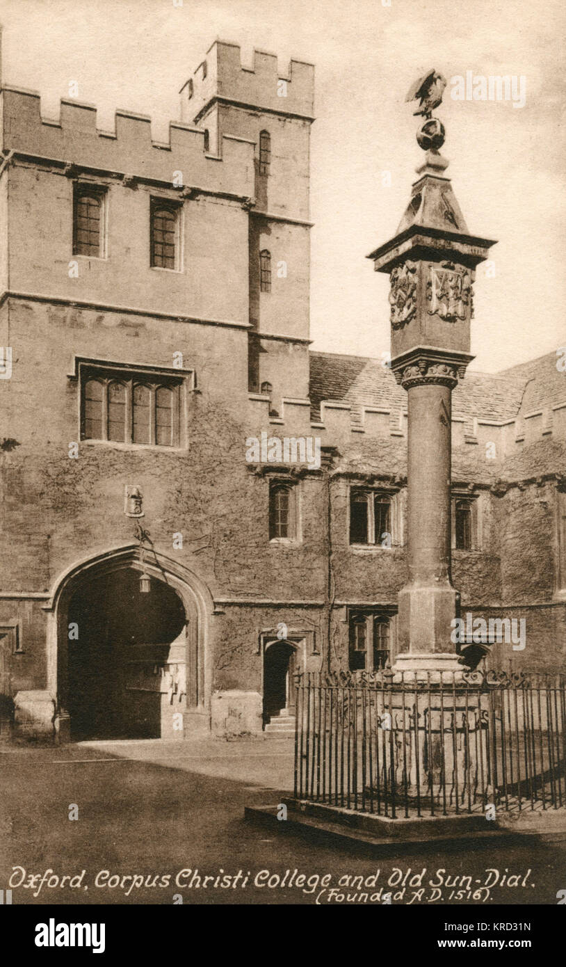 Corpus Christi College Quad and Sundial, Oxford Foto Stock