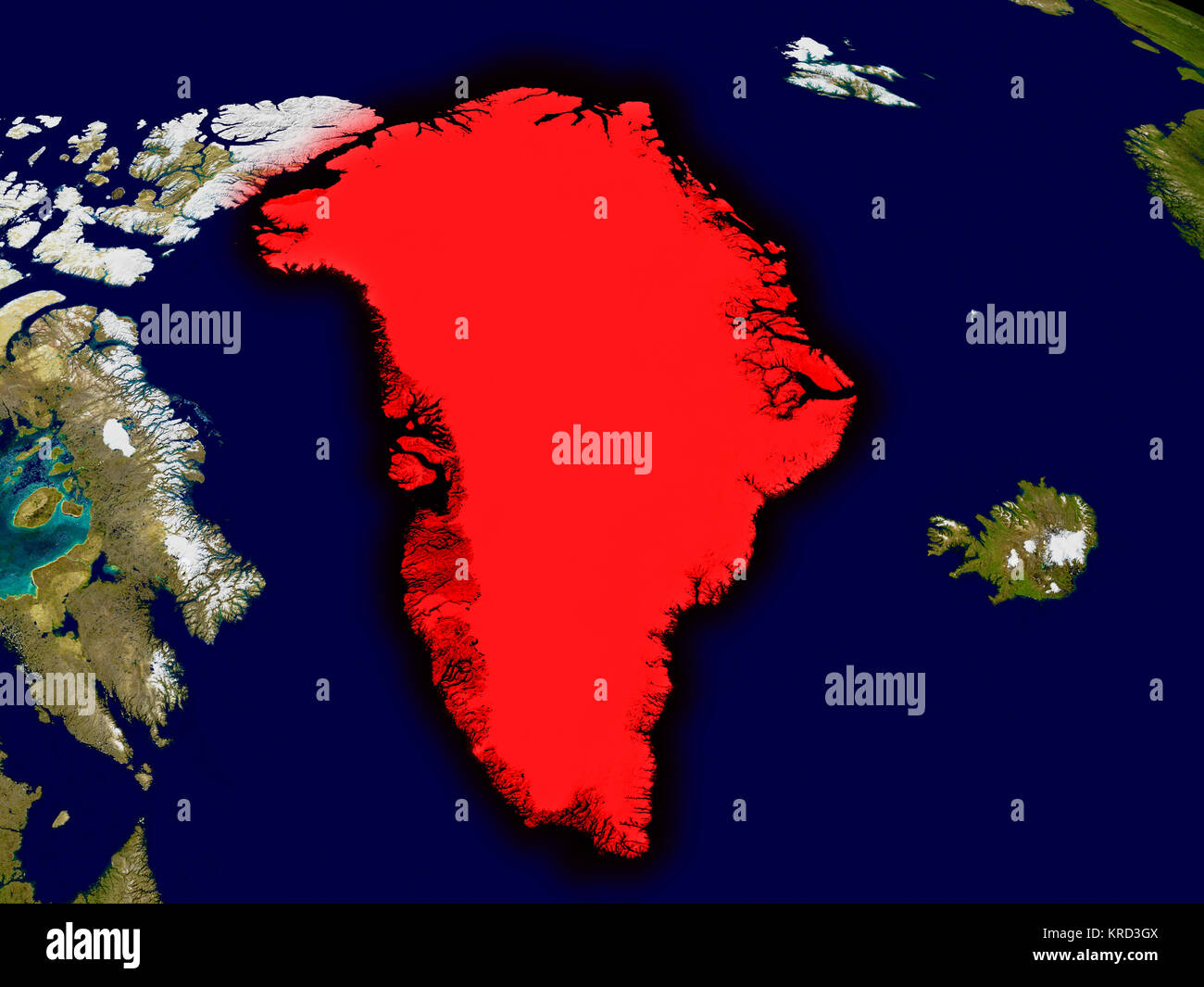 La Groenlandia dallo spazio Foto Stock