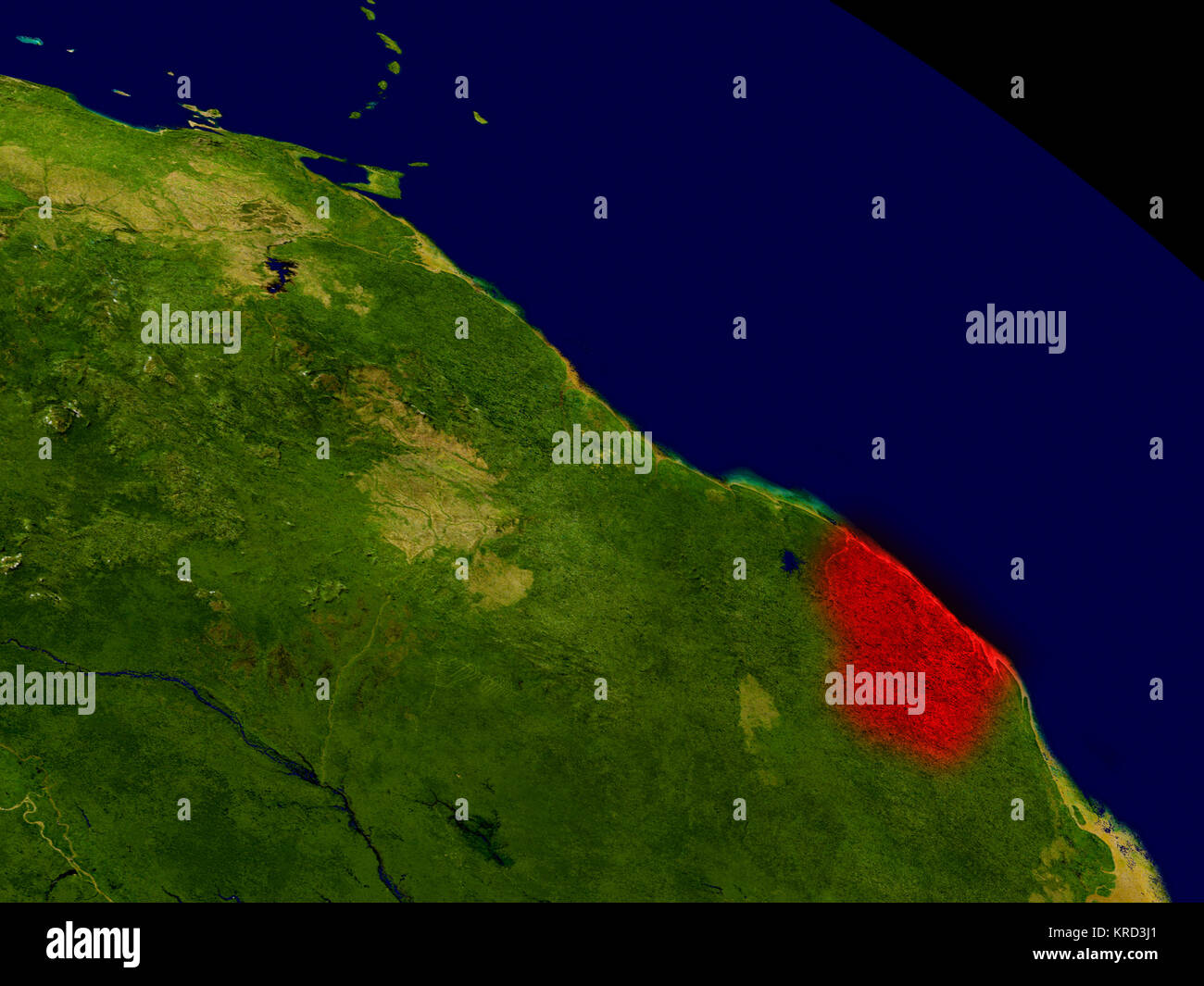 Guiana francese dallo spazio Foto Stock