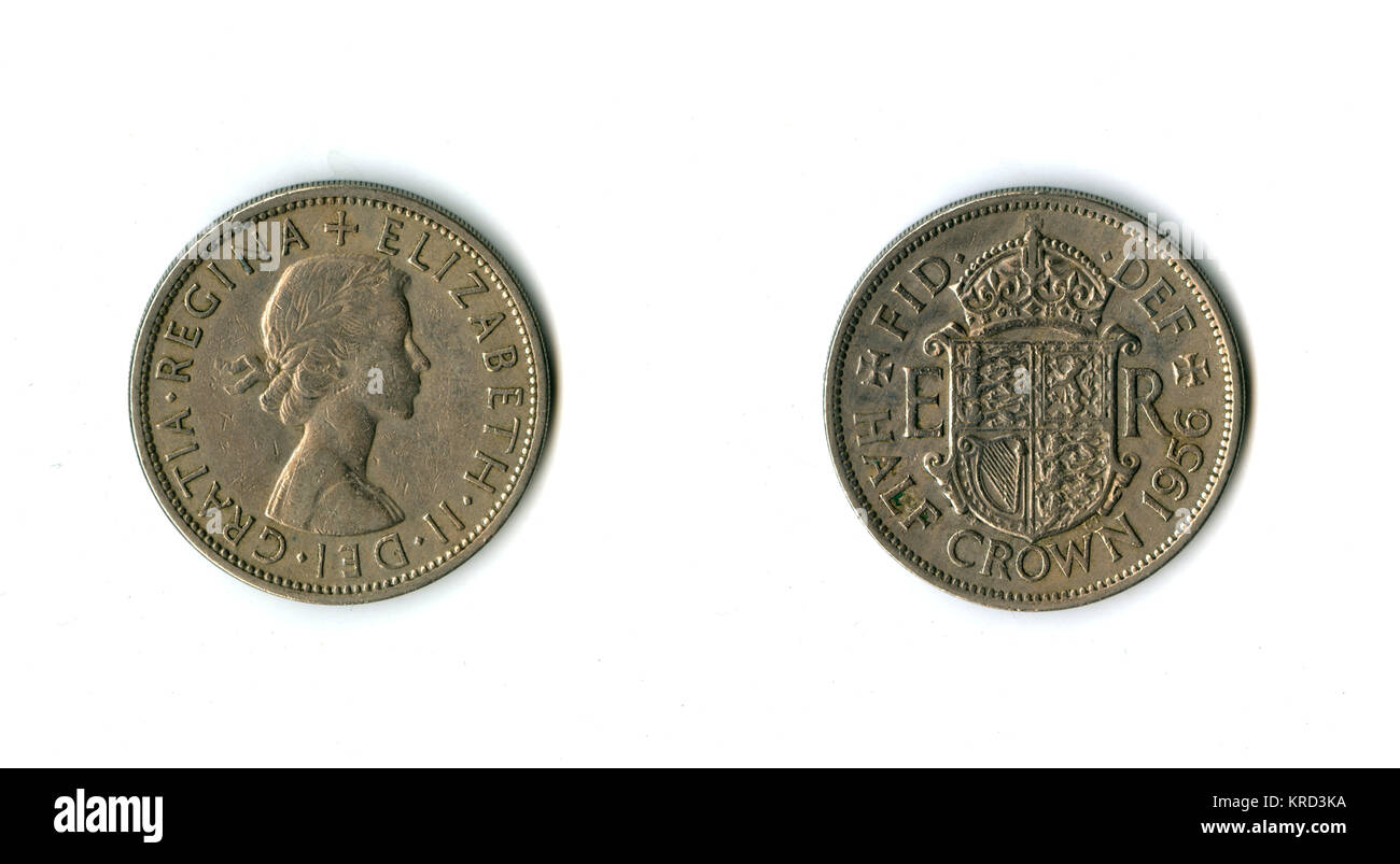 Moneta britannica, Elisabetta II mezza corona Foto Stock