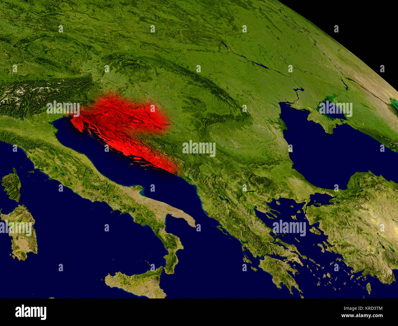 Croazia dallo spazio Foto Stock