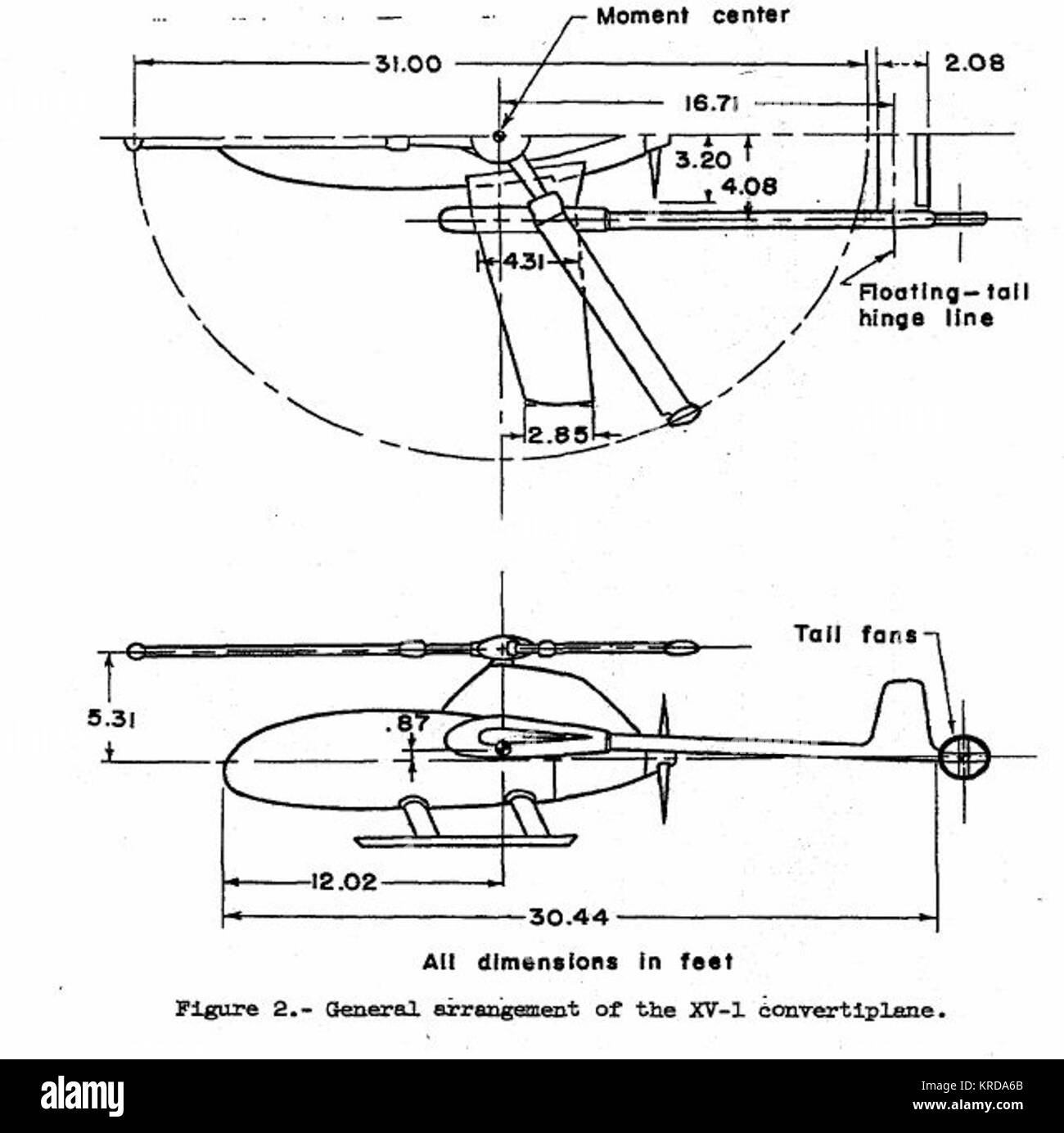 McDonnell XV-1 linea disegno NASA Foto Stock