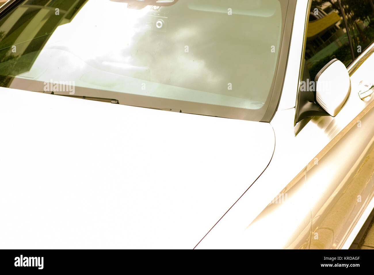 Auto esterno con il cofano, porta, specchio, parabrezza. Elegante e costoso automobile dettaglio dello sfondo. Foto Stock