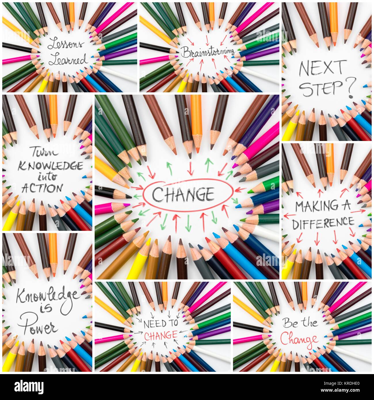 Photo Collage di brainstorming e modificare immagini concettuali Foto Stock