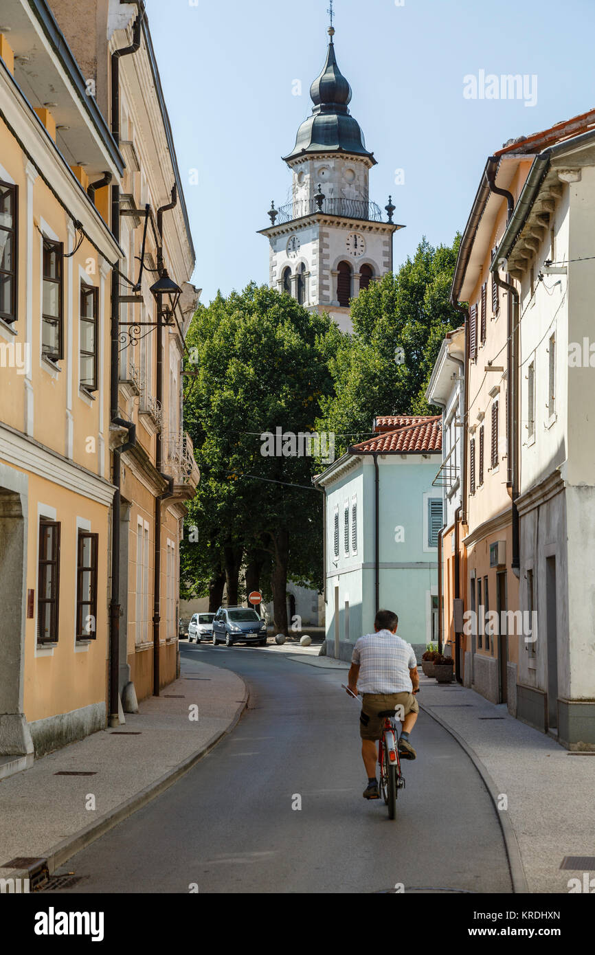 Vipava e la chiesa di Santo Stefano, Slovenia Foto Stock