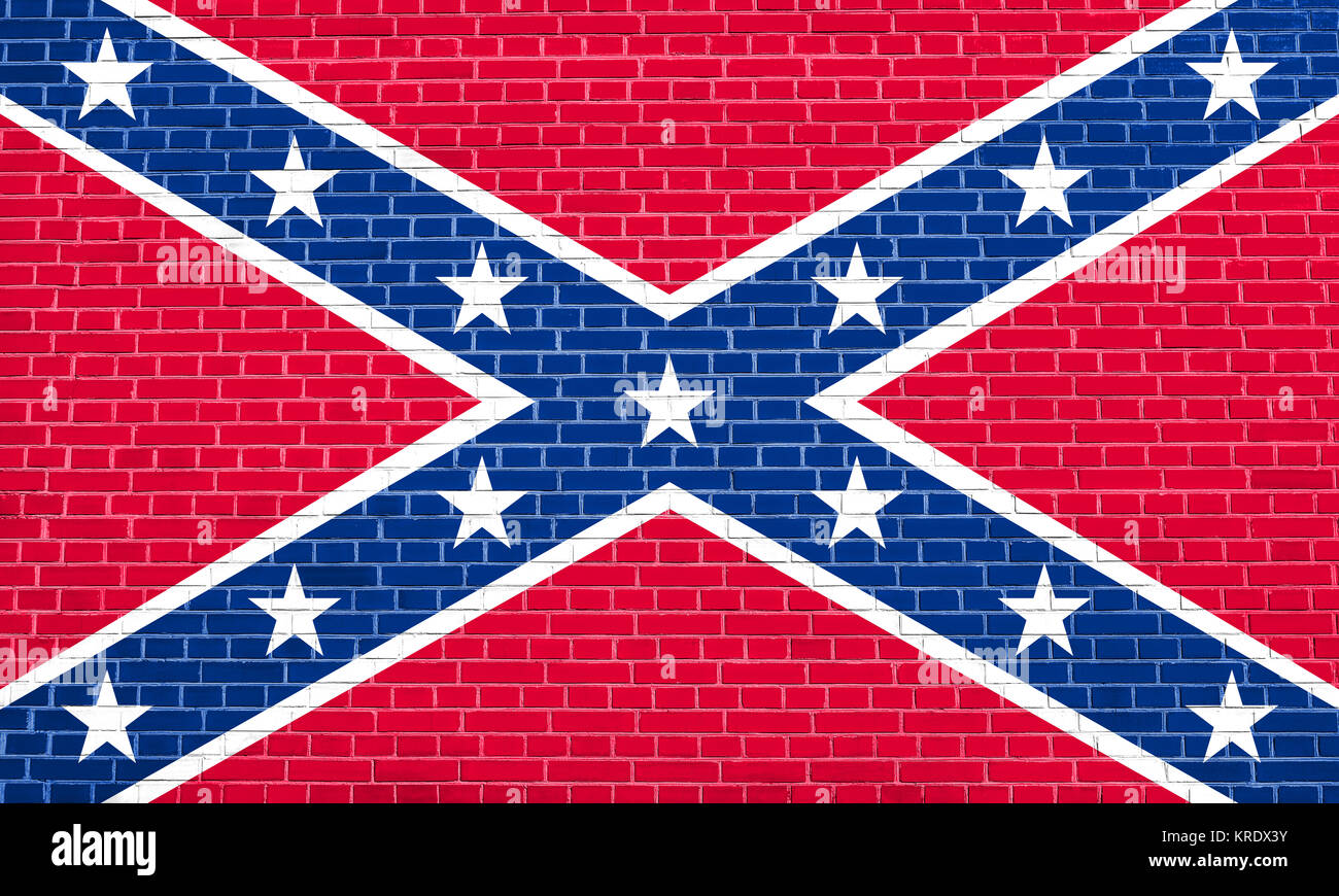 Confederati bandiera dei ribelli su un muro di mattoni texture Foto Stock