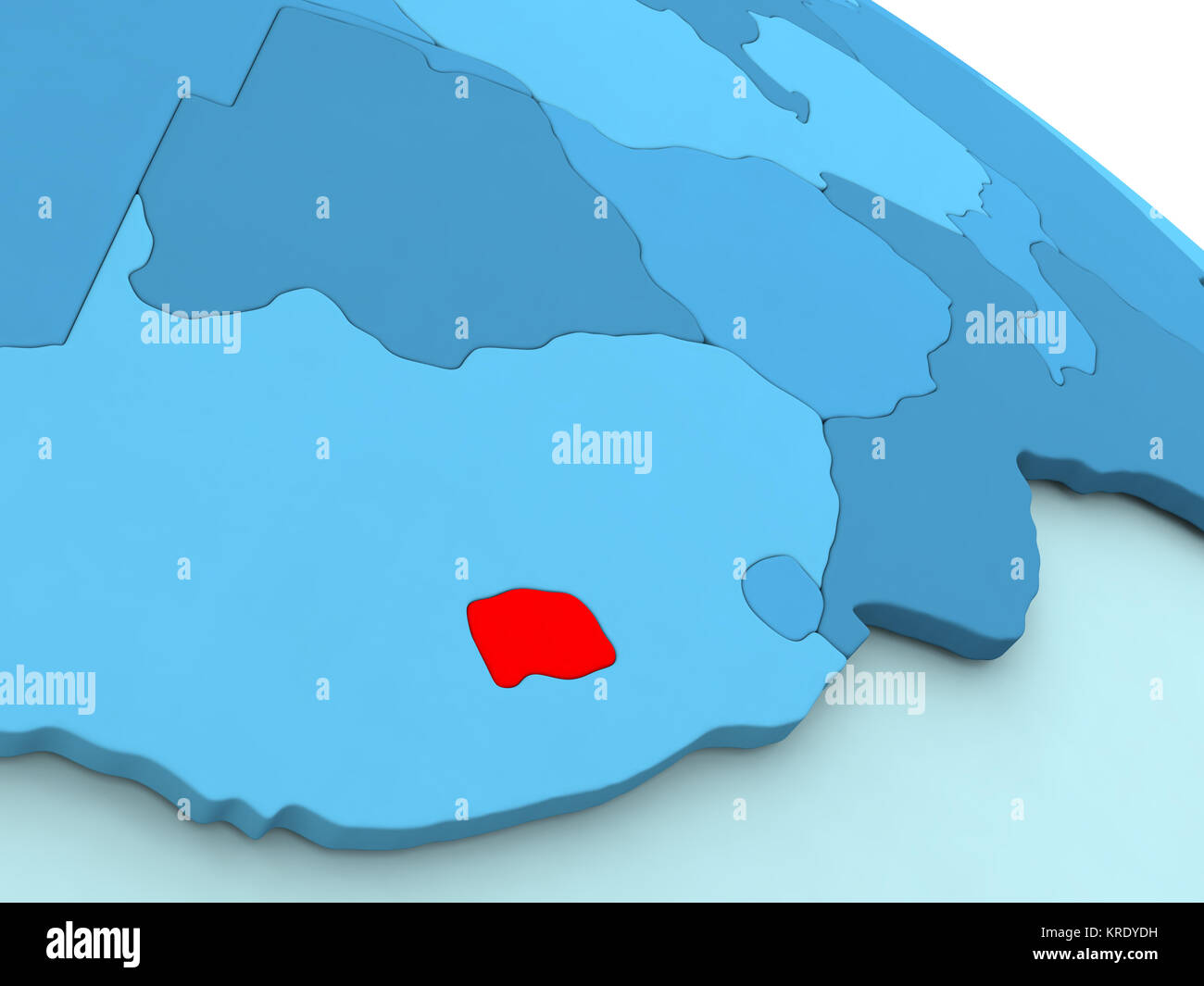 Il Lesotho in rosso sul globo blu Foto Stock