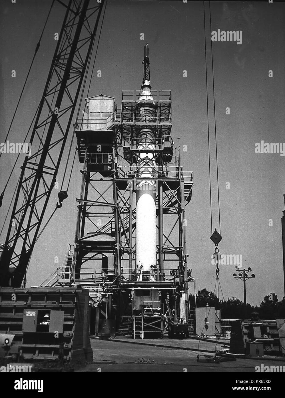 Mercury-Redstone Redstone sul banco di prova MSFC-9306795 Foto Stock Mercury-Redstone Redstone sul banco di prova MSFC-9306795 Foto Stock