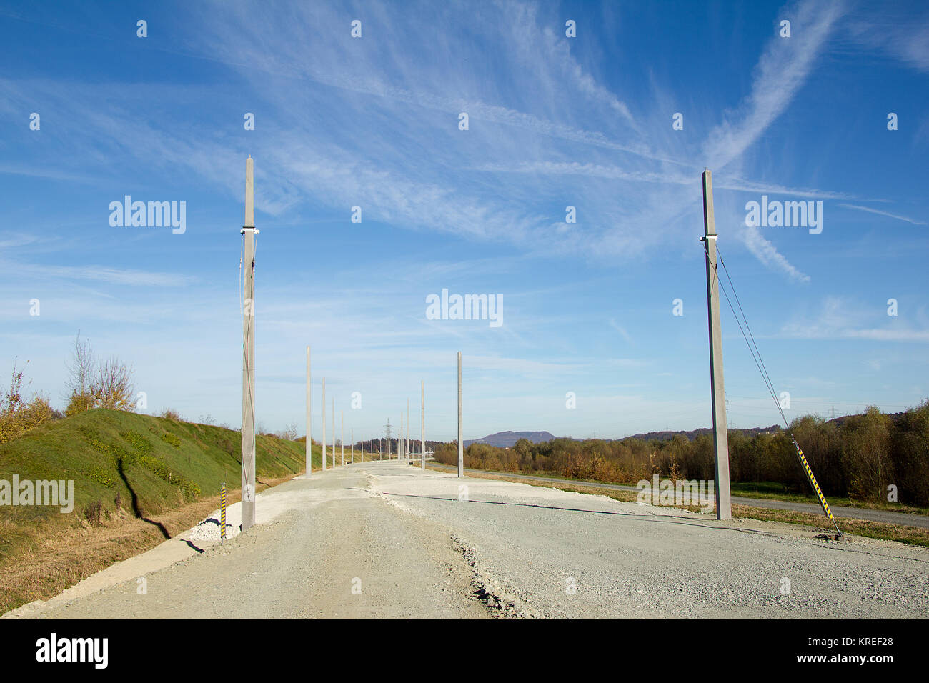 La costruzione di una linea ferroviaria Foto Stock