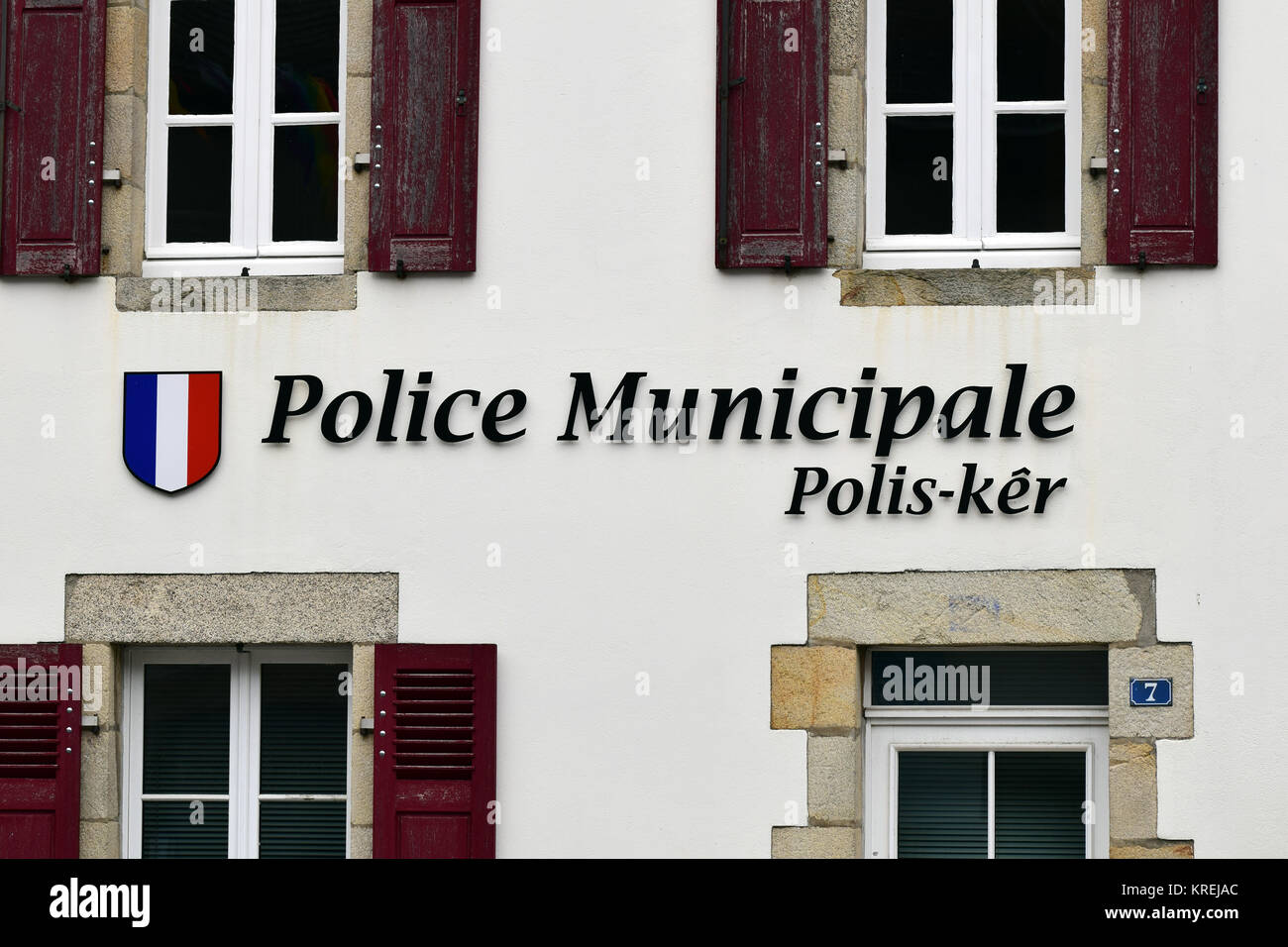 Casa di polizia in Quimperle, Bretagna Francia Foto Stock