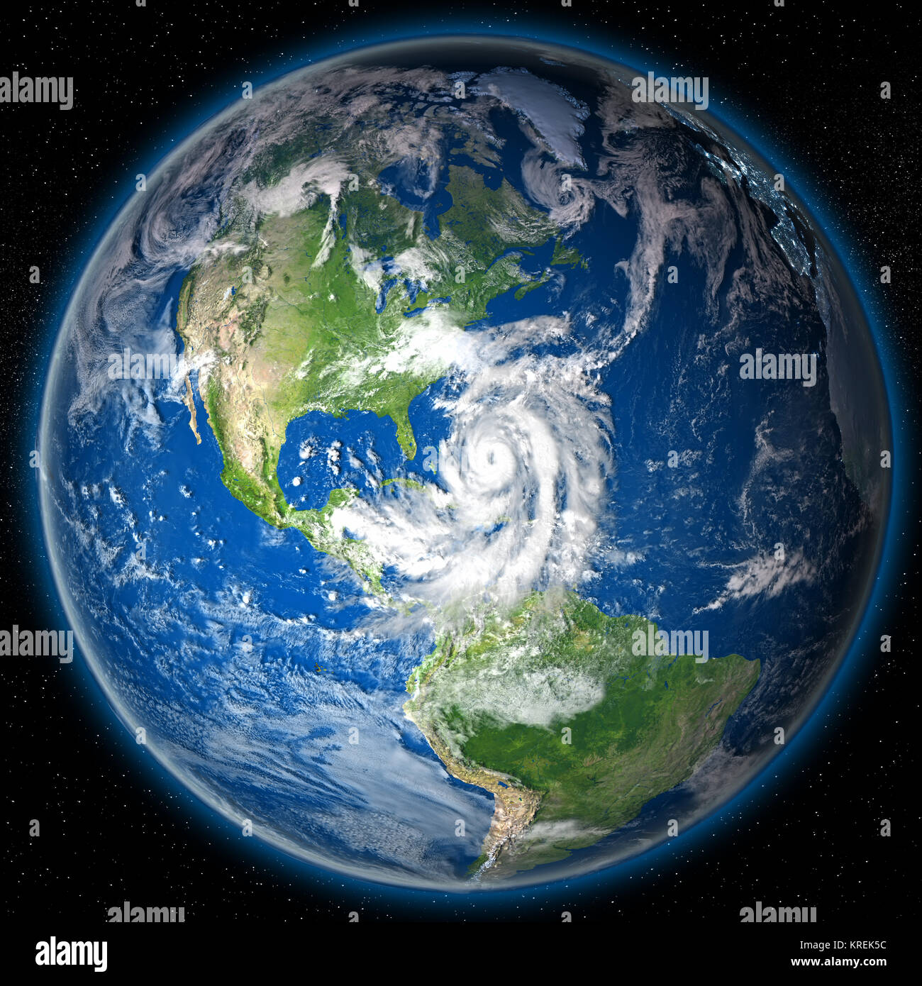 Uragano Matteo sul globo terrestre Foto Stock