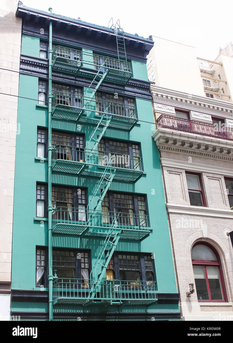 Scala antincendio dell'edificio in San Francisco Foto Stock