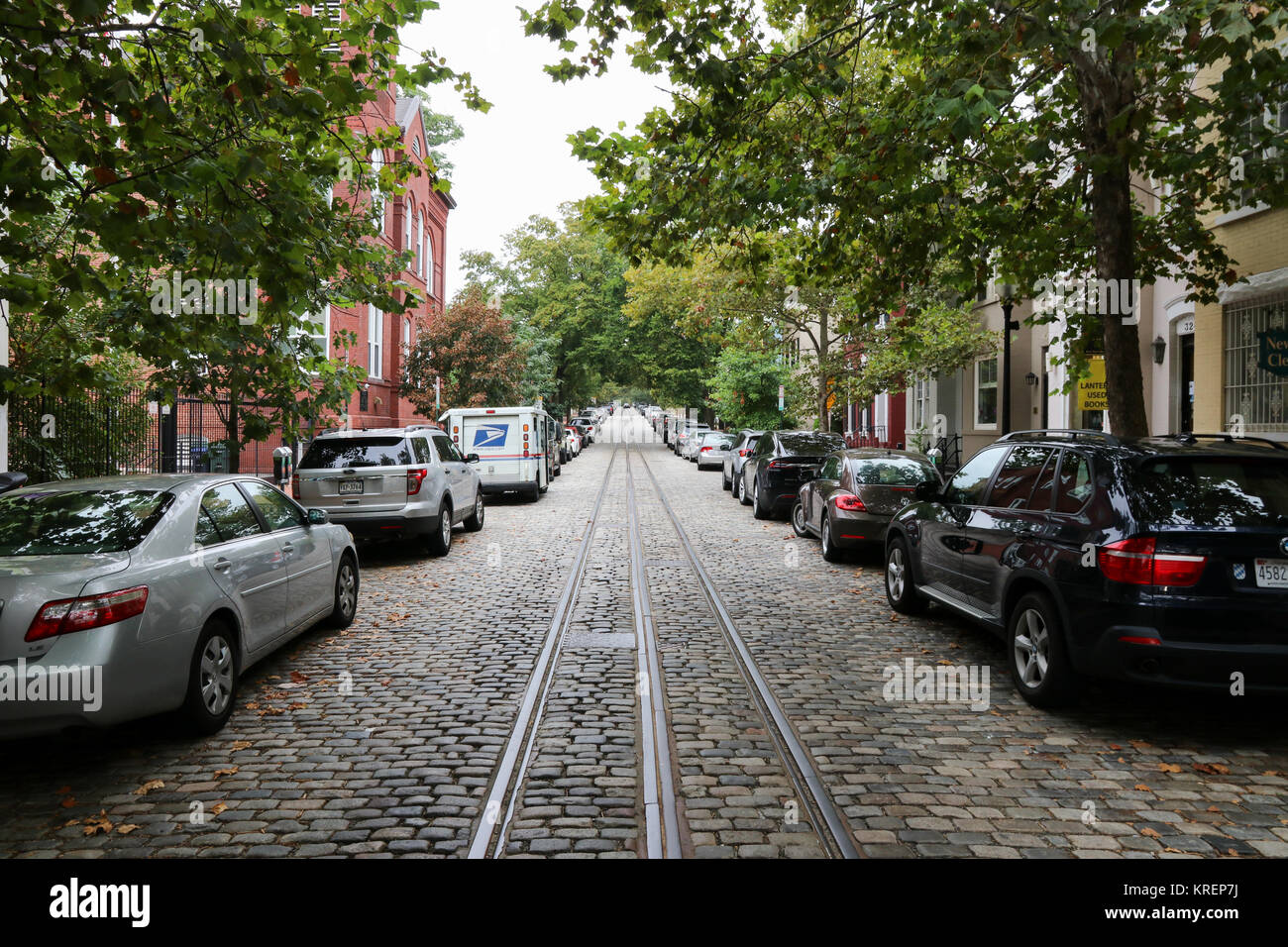 Una vecchia strada di Georgetown, Washington DC Foto Stock