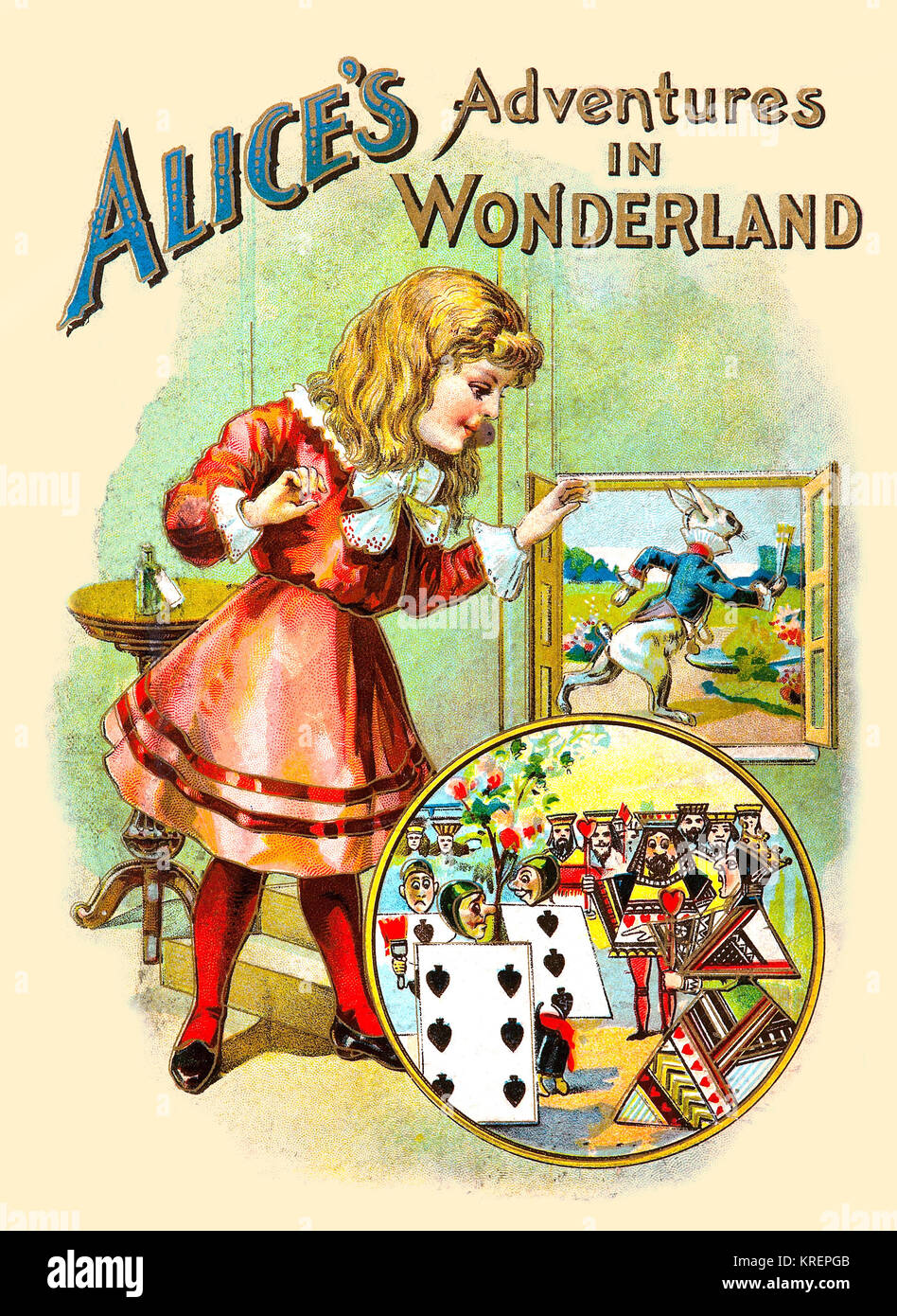 Bella edizione precoce di Lewis Carroll immortale i bambini del classico dalla zia Virginia serie. Contiene quaranta due illustrazioni di John Tenniel in aggiunta a un colore pieno frontespizio e bellissima copertina. Foto Stock