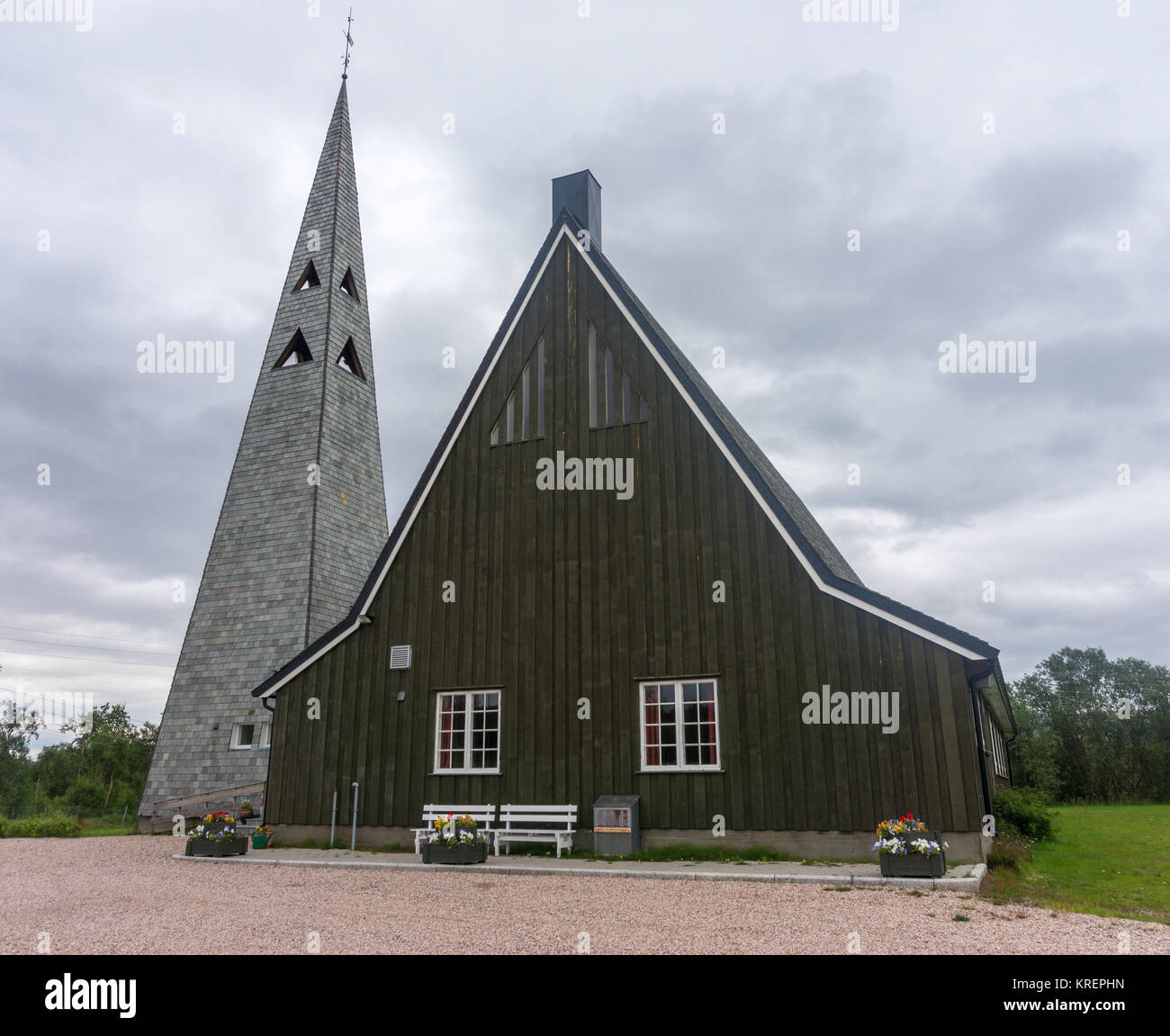 Tana chiesa, una chiesa parrocchiale nella città di Rustefjelbma, Finnmark, Norvegia Foto Stock