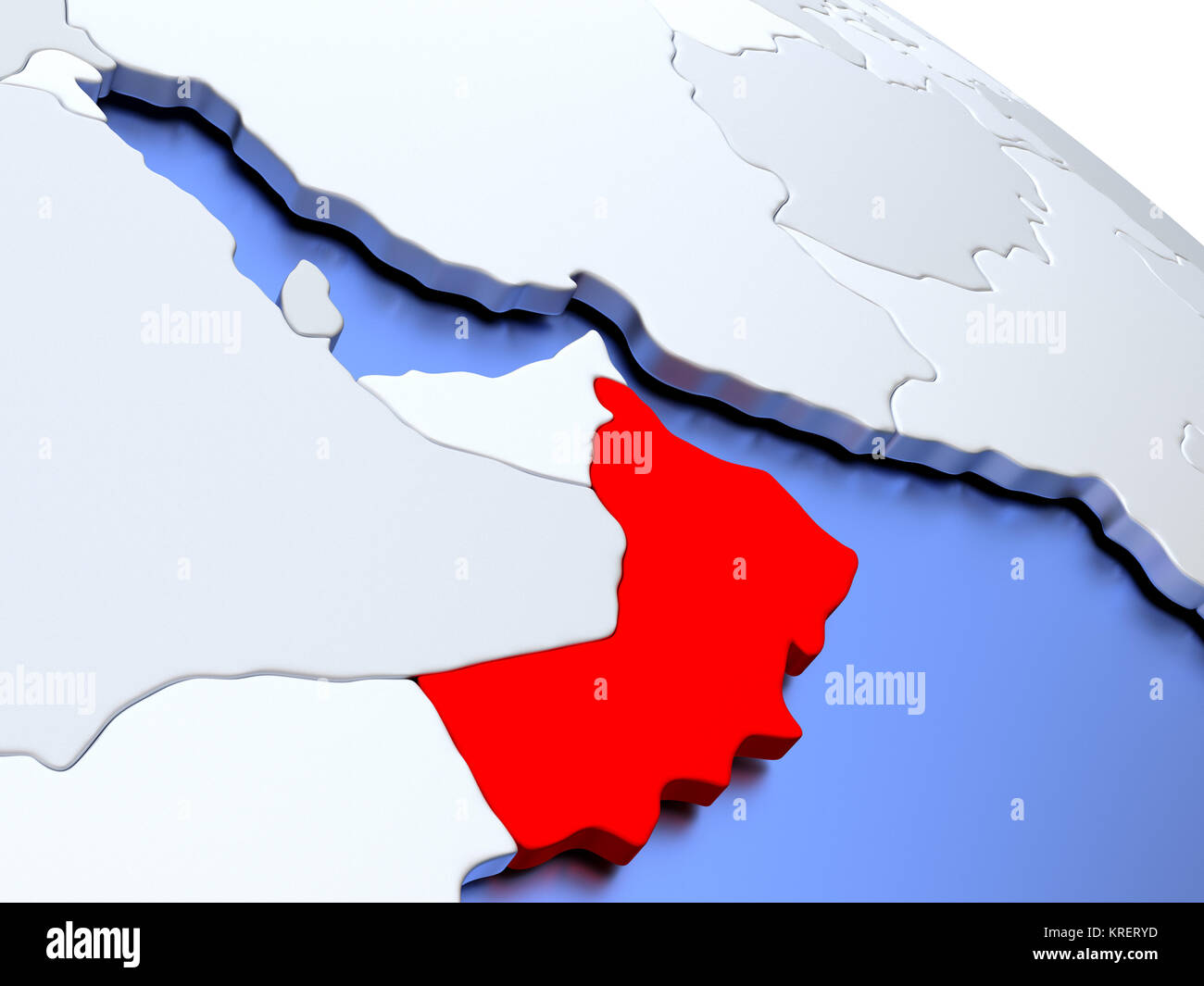 Oman sulla mappa del mondo Foto Stock
