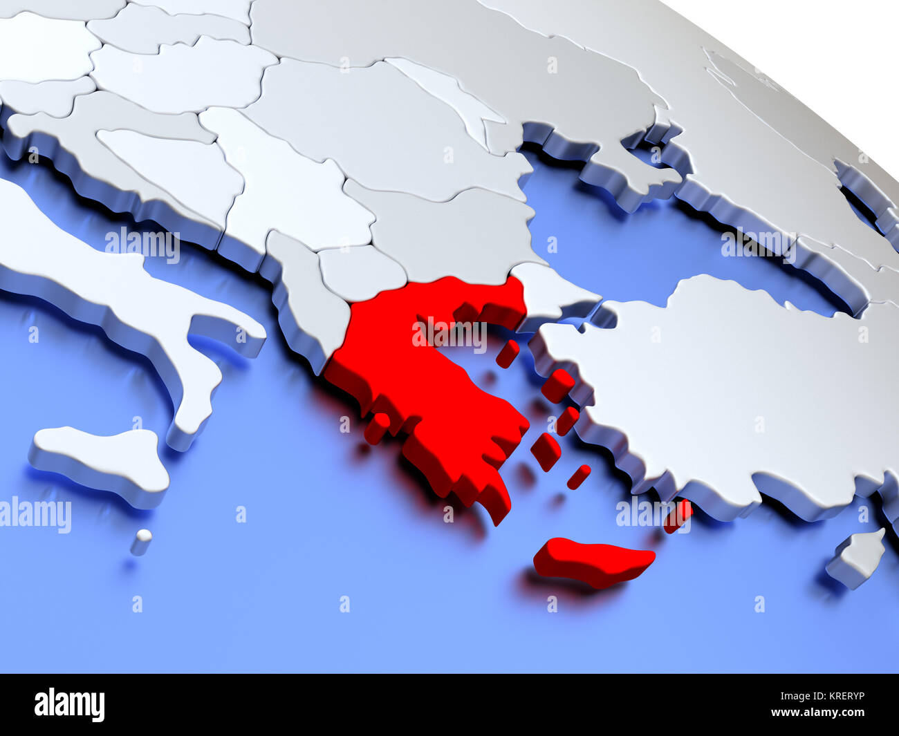La Grecia sulla mappa del mondo Foto Stock