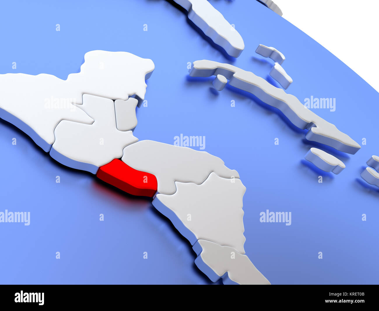 El Salvador sulla mappa del mondo Foto Stock
