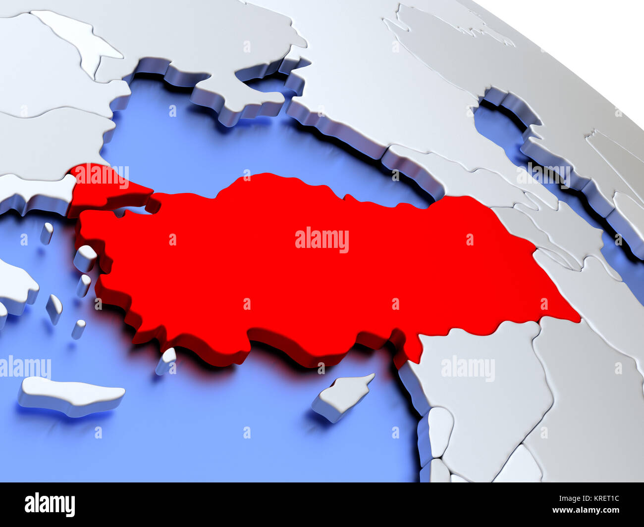 La Turchia sulla mappa del mondo Foto Stock