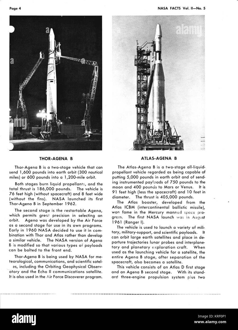 La NASA FATTI Volume II NUMERO 5 i veicoli di lancio pagina 04 Foto Stock
