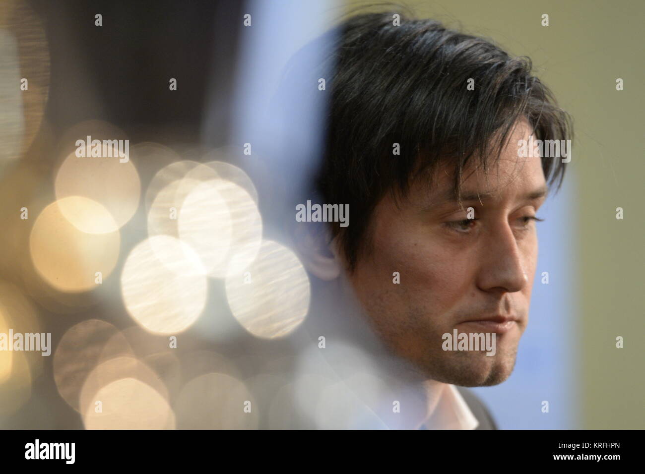 Praga, Repubblica Ceca. Xx Dec, 2017. Repubblica ceca football star Tomas ROSICKY parla durante la conferenza stampa sulla fine della sua carriera, a Praga, nella Repubblica ceca il 20 dicembre 2017. Rosicky, ora gioca per Sparta Praha e ex arsenale centrocampista, finita la carriera all'età di 37. Credito: Katerina Sulova/CTK foto/Alamy Live News Foto Stock