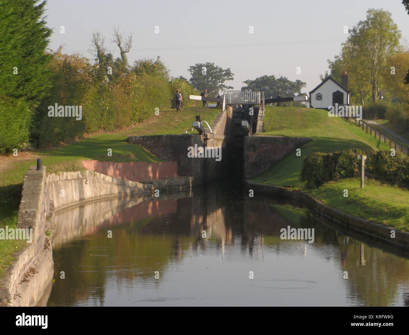 Chiusa vicino a Frankton Junction sul Montgomery Canal, che si estende dal Galles orientale allo Shropshire nord-occidentale. Foto Stock