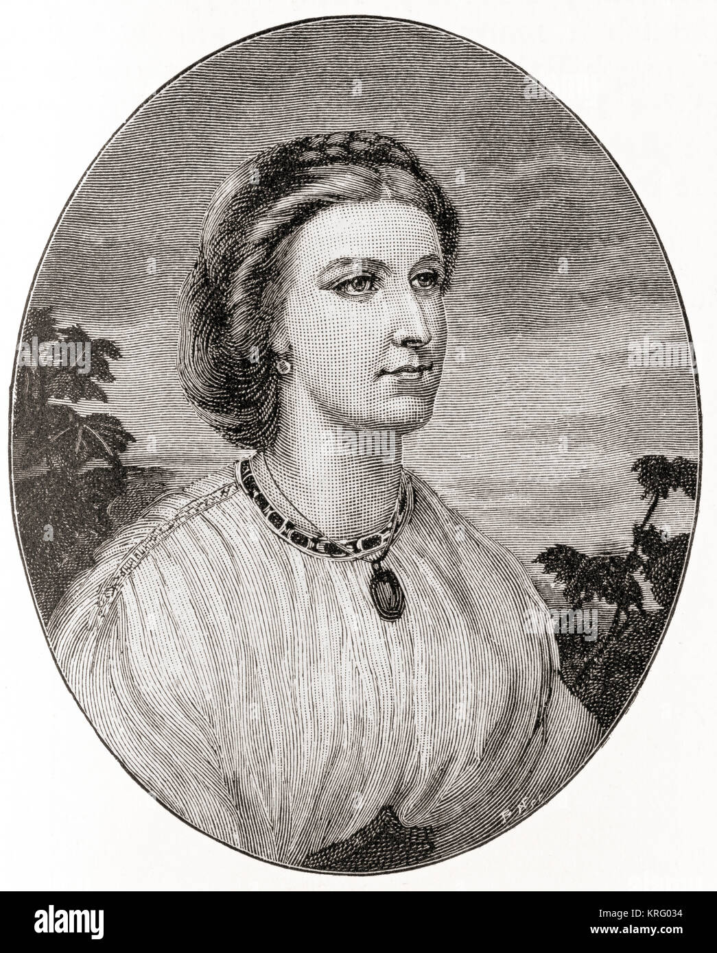 Isabel, signora Burton, 1831 - 1896, née Isabel Arundell. Scrittore e la moglie e partner di explorer, avventuriero e scrittore Sir Richard Francis Burton. Visto qui di età compresa tra i 21. Da The Strand Magazine, pubblicato da gennaio a giugno 1894. Foto Stock