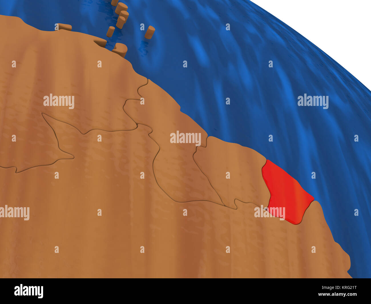 Guiana francese sul globo in legno Foto Stock