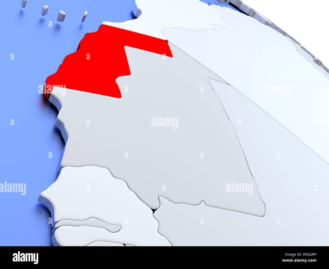 Il Sahara occidentale sulla mappa del mondo Foto Stock