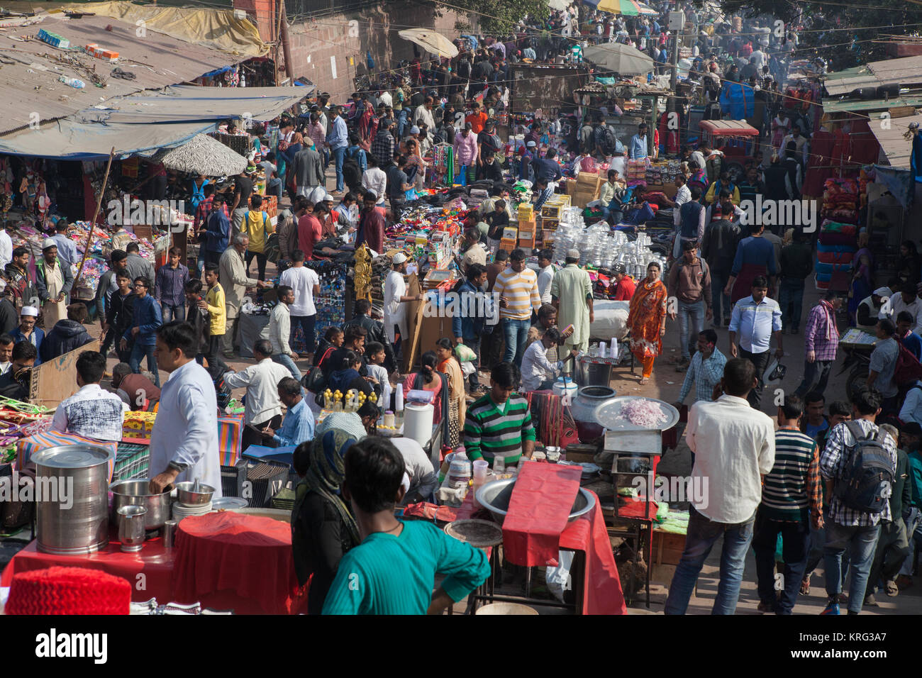 Il mercato del cotone nella vecchia città di New Delhi, India Foto Stock