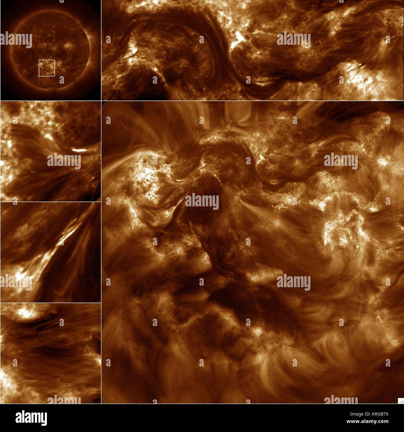 Sun-corona-magnetico-trecce Foto Stock